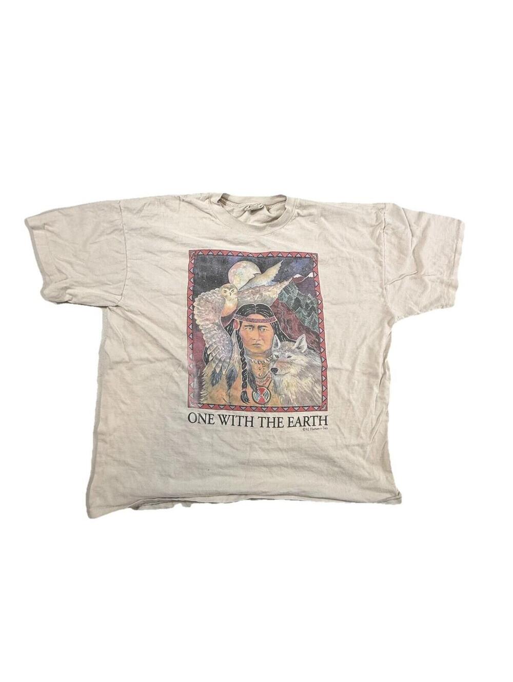 EcoSport Men's Vintage Graphic Tee One With The Earth Beige Cotton XL